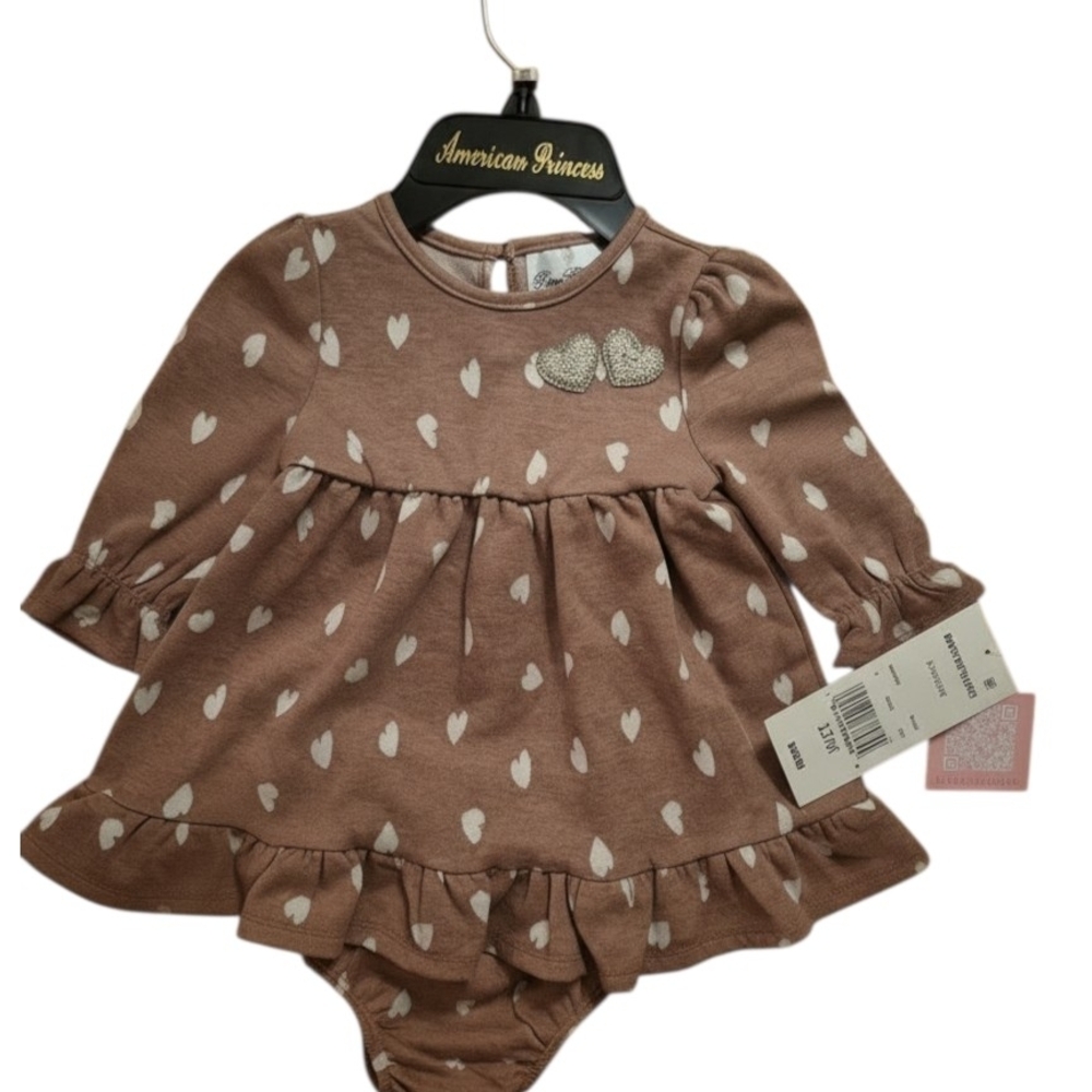 Rare Editions Mauve Heart Ruffle 2 Piece Set. 12M NWT